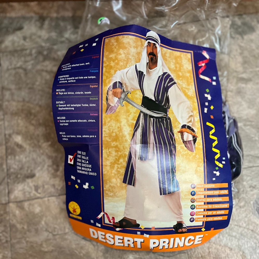 Rubies Adult Halloween costume One Size Arabian Desert Prince New